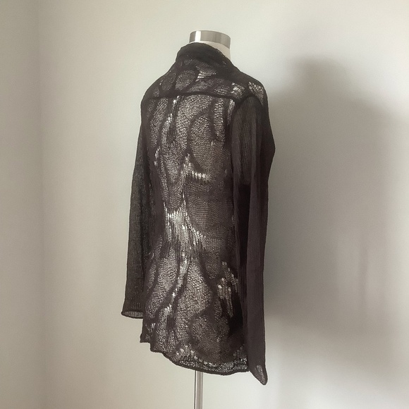 Eileen Fisher Linen Blend Lace Open Front Draped Cardigan MSRP$168 - Picture 4 of 15